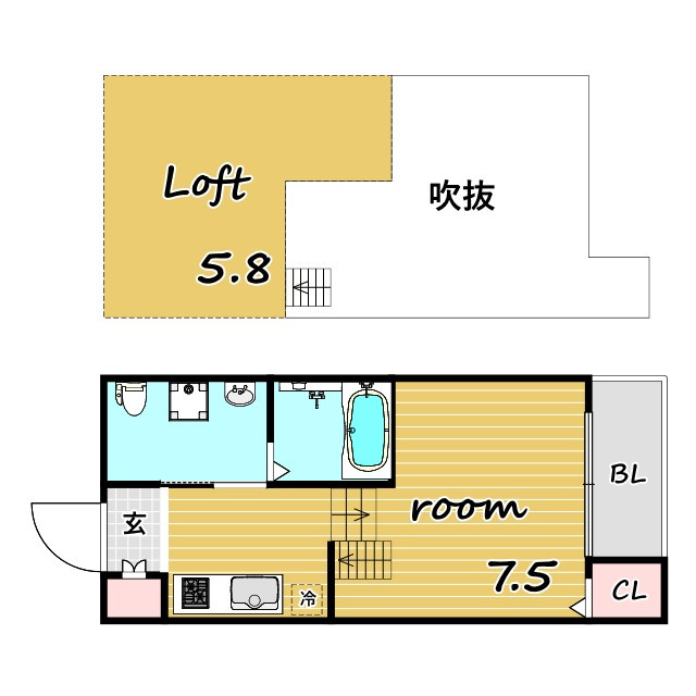 Oakの間取り|★ロフト★駅近★ネット無料★追焚機能★シャッター★エアコン★