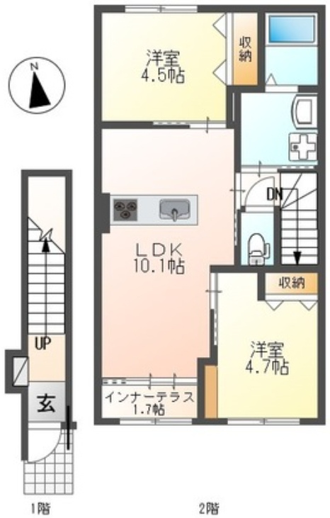 レヴメゾン神山弐番館の間取り