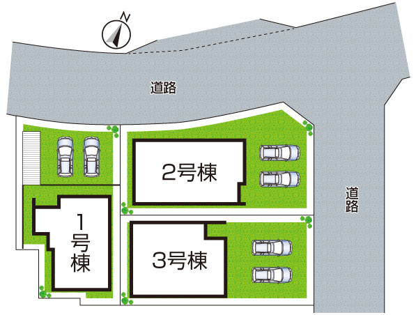 ■枚方市香里ケ丘　第3期　新築一戸建ての区画図|全3区画