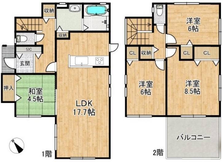 姫路市青山西3丁目　　中古戸建の間取り