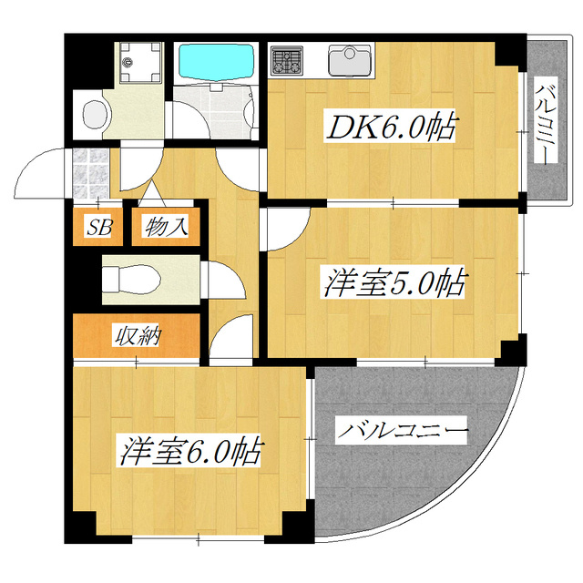 グリーンヒルズ王子本町の間取り|2面採光角部屋のお部屋です☆