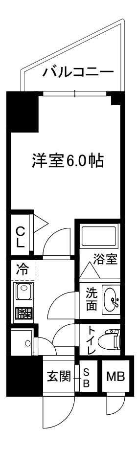 大阪市中央区松屋町住吉の賃貸マンションの間取り