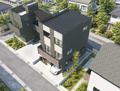 新座市栄5丁目　ZEH水準仕様　南道路の限定1棟の外観パース