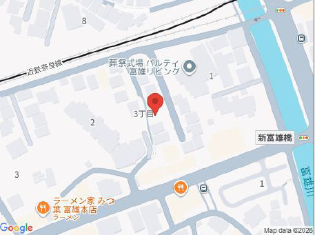 奈良市富雄元町３丁目の賃貸マンションの地図
