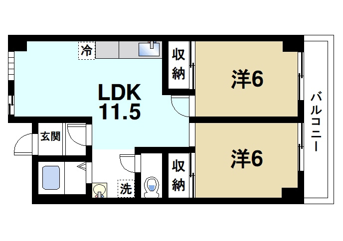 シティコープ新大宮の間取り|広々使える２LDKの間取りです。
