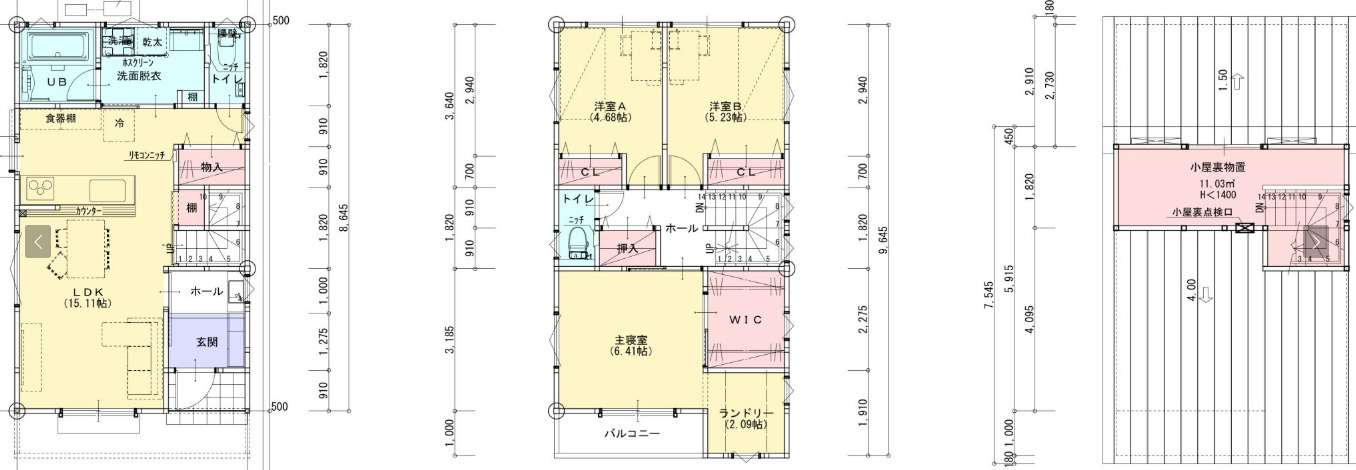 「乾太くん完備」高知市百石町2丁目(4号地)　新築一戸建ての間取り|3LDK+小屋裏収納。家事楽動線＆収納豊富な充実間取り。
