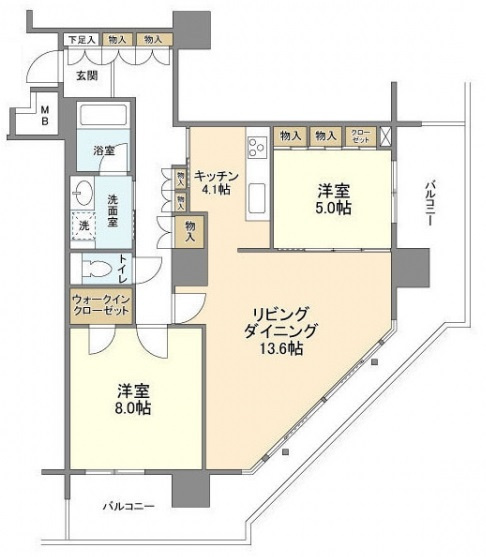 江東区豊洲５丁目の賃貸マンションの間取り