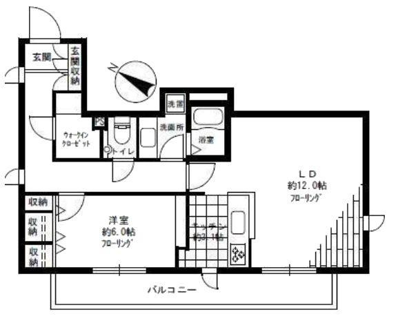 【間取り】 | シャンブル向丘 | 61.43㎡1LDK【シャンブル向丘】