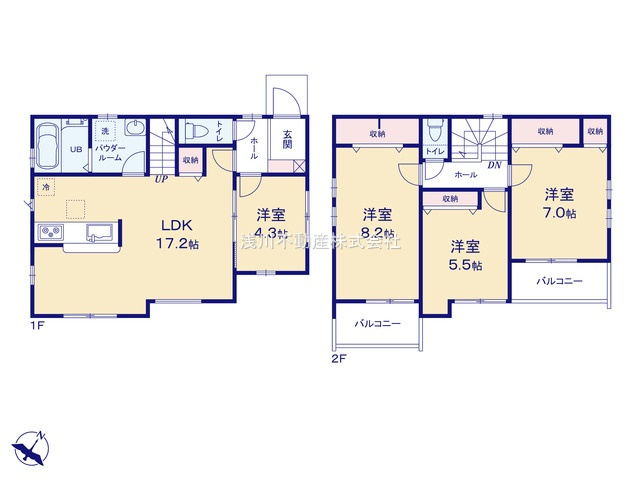 八王子市　館町　新築一戸建て　２０期の間取り|～全室南向き4LDK　リビング階段の間取り～