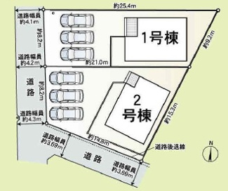 【区画図】 | 羽島市上中町長間新築建売全2棟！お車並列3台可能！中央小学校まで徒歩9分！広めのインナーバルコニー！ | 羽島市上中町長間新築建売全2棟！お車並列3台可能！中央小学校まで徒歩9分！広めのインナーバルコニー！