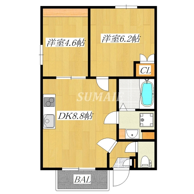 北区東十条１丁目の賃貸マンションの間取り|南西向きのお部屋です☆