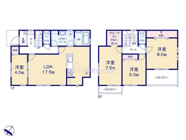 八王子市　館町　新築一戸建て　２０期の間取り|～全室南向き4LDK　収納豊富、洗面所にゆとりのある間取り～
