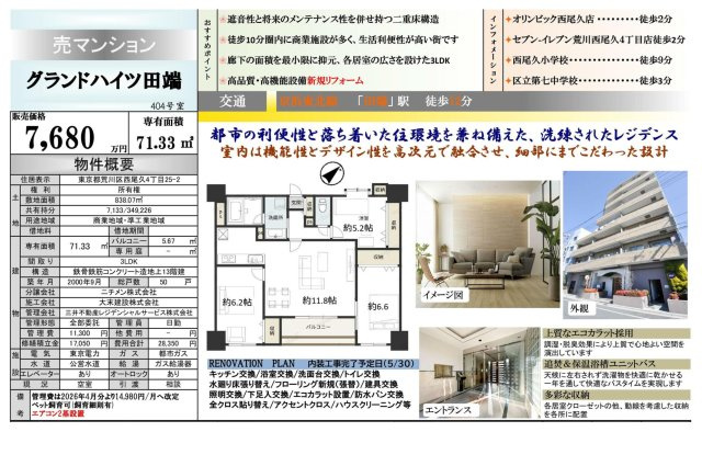 【その他】 | グランドハイツ田端　仲介手数料無料＋40万円現金プレゼント中