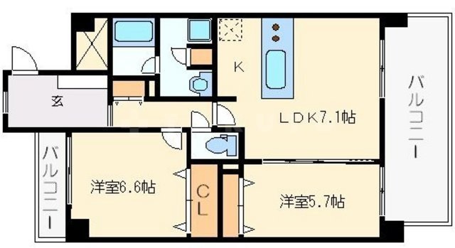 グランディールNAMBAの間取り|グランディールなんば 　ひろびろとした間取り