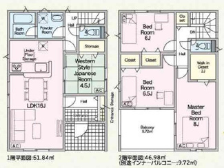 【間取り】 | 岐阜市中川原新築建売全4棟！お車並列3台可能！長良東小学校区！広めのインナーバルコニー！ | 岐阜市中川原新築建売全4棟！お車並列3台可能！長良東小学校区！広めのインナーバルコニー！