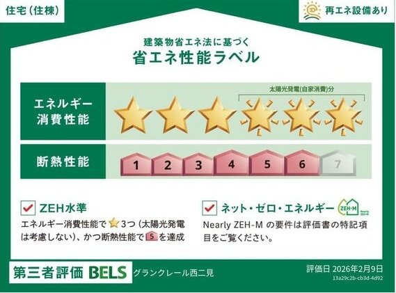 グランクレール西二見の省エネ性能ラベル