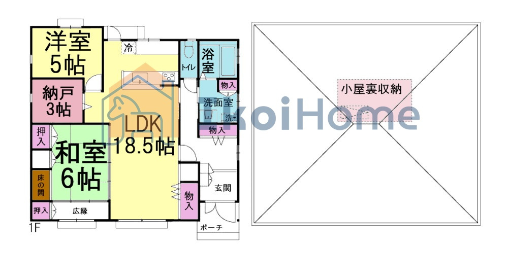 明石市太寺天王町　中古戸建の間取り|●年中無休：当日予約可●大きな小屋裏収納付！LDK約18.5帖ございます！南西向きで陽当り良好！