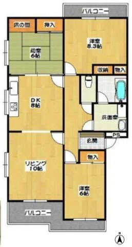 メゾンドール苦楽園の間取り|角住戸ならではの三面採光！陽のあたる時間が長く、冬でも暖かいです
