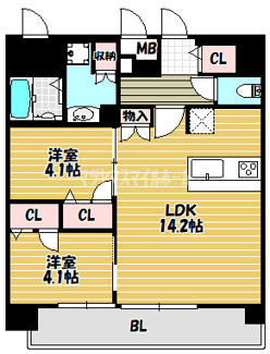 【間取り】 | プレリス鶴見緑地グランガーデリア
