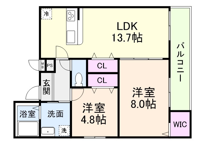 フジパレスレーヴⅠ番館の間取り