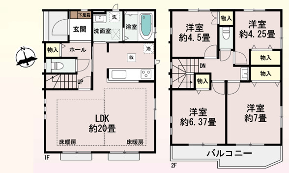 藤沢市亀井野417番　新築戸建　A号棟の間取り