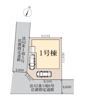 上尾市上野　新築一戸建て　リーブルガーデン　01の区画図|1号棟