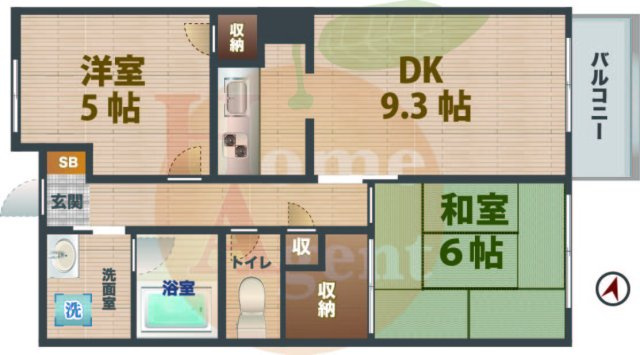 【間取り】 | キークハイムアキタ | 2DKのお部屋です。