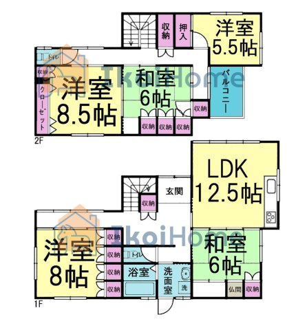 神戸市西区大津和２丁目　中古戸建の間取り|●年中無休：当日予約可●お部屋間取り５LDKでゆったり！収納も各部屋あり豊富で便利！