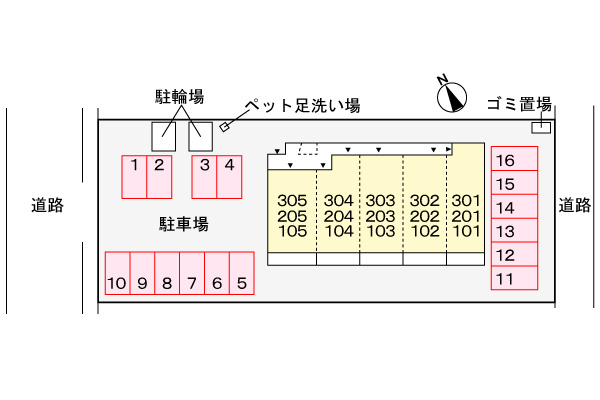 ヤングウッズ港町の区画図|駐車場