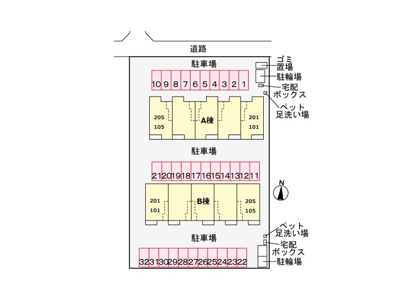ポミエＢの区画図