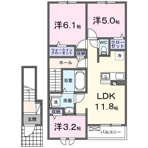 ポミエＢの間取り|間取図