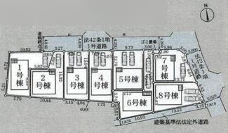 【区画図】 | 中央区田名  3号棟 第146 | 3号棟　北側約4.2ｍ～約4.8m公道　駐車並列2台（車種によります）　敷地面積37.9坪