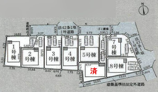 【区画図】 | 中央区田名  3号棟 第146 | 3号棟　北側約4.2ｍ～約4.8m公道　駐車並列2台（車種によります）　敷地面積37.9坪