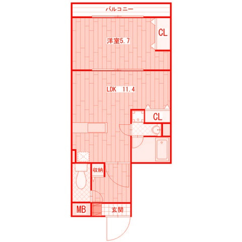 横浜市南区宮元町２丁目の賃貸マンションの間取り|★40㎡超えのゆとりのある間取り★