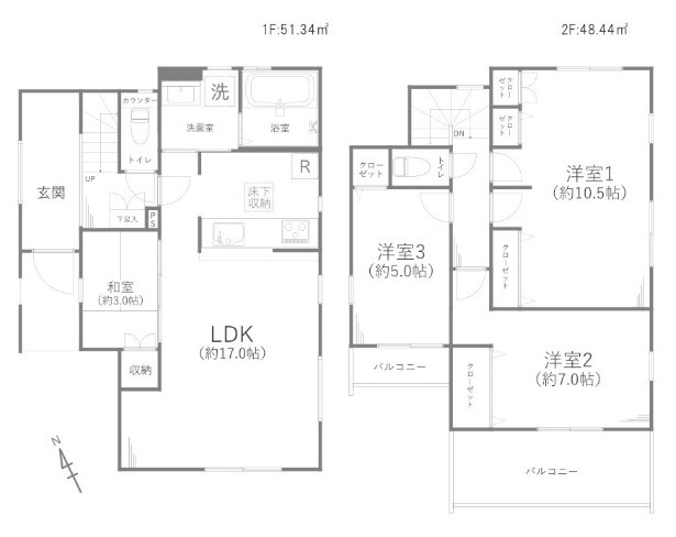 新座市栄2丁目　2019年築　快適×新規リフォーム住宅の間取り|4LDK　土地面積110.08m2　建物面積99.78m2