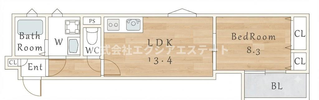 クリエオーレ聖天下の間取り