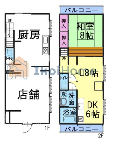 明石市田町２丁目　中古戸建の間取り|リビング14帖和室８帖ございます！店舗・厨房がございます！駅近で便利な立地です！