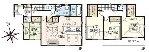 取手市白山　8期　新築戸建ての間取り|南向きで陽当り良好です♪