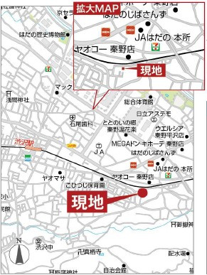 秦野市渋沢　新築戸建て　並列3台駐車可能の地図