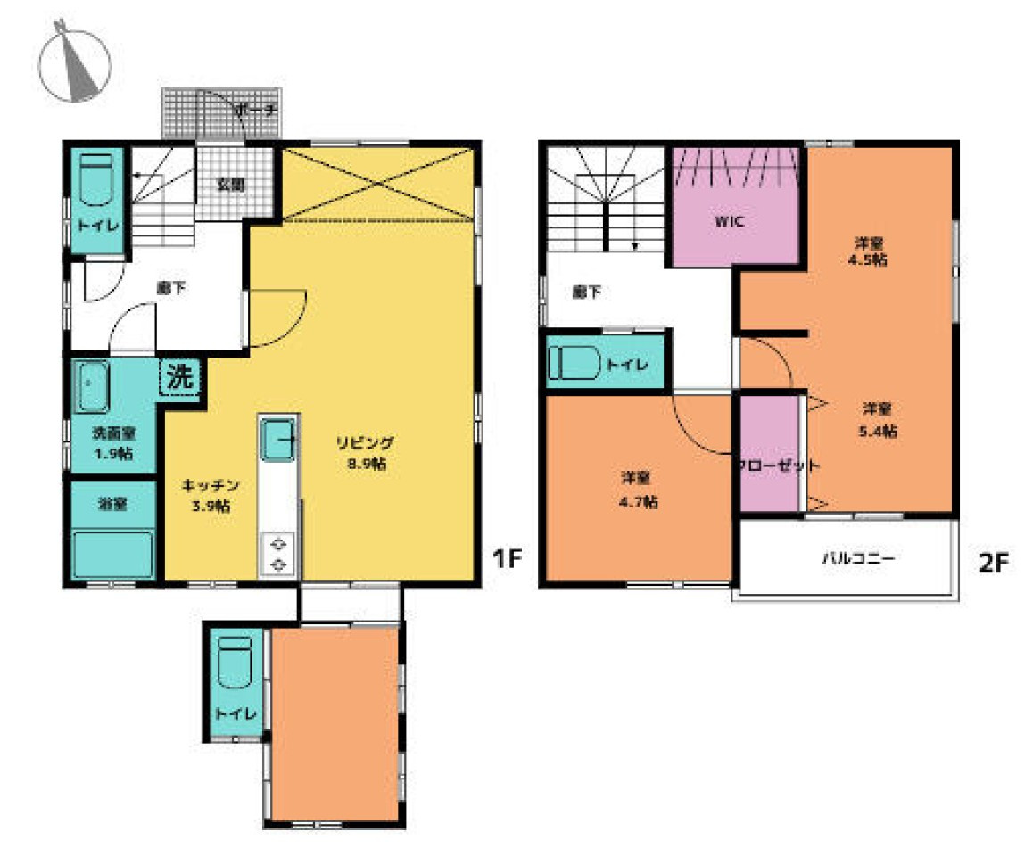 【中古戸建】高崎市大橋町の間取り|■間取り図｜敷地面積：134.78（約40.77坪）　建物面積：74.77（約22.61坪）