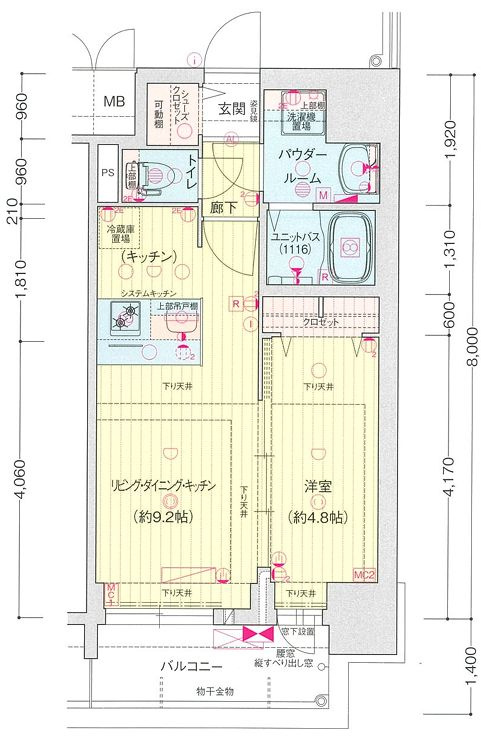 名古屋市中区千代田３丁目の賃貸マンションの間取り