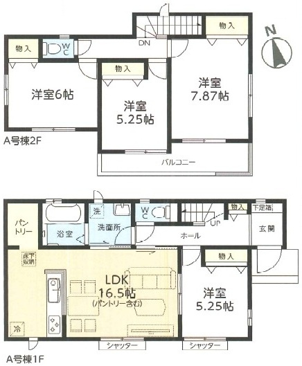 土浦市下高津3丁目347番　新築戸建て　A号棟の間取り|間取り図です♪
実際の空間の広さや陽当たり、風通しなどは現地でご確認できます♪