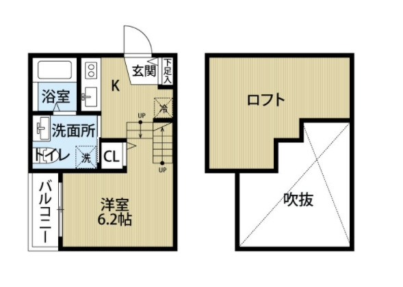 Studio竹下(ステュディオ竹下)の間取り|使いやすい間取りです。