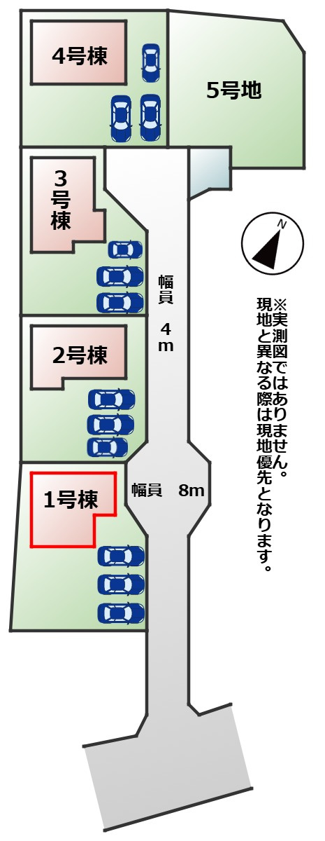 いろどりアイタウン矢板市鹿島町の区画図|【全4棟】各号棟の詳細については、お気軽にお問い合わせください♪