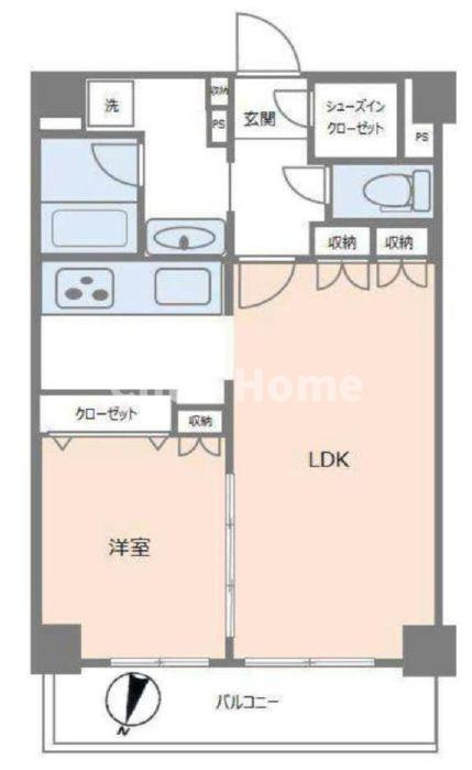 フュージョナル両国の間取り|1LDK・ウォークインクローゼット。空室ですのでいつでも内覧が可能です。