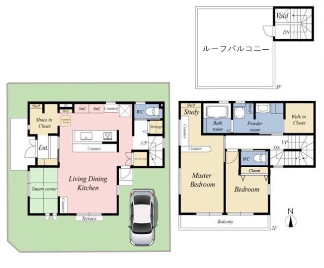 【間取り】 | 新田宿中古戸建 | 3LDKは、リビングダイニングキッチンと3つの居室がある間取り。ファミリー層に非常に人気の高い間取りで、広々としたリビングで家族団らんを楽しみ、個室でプライベートな時間も確保できるのが大きな魅力です。