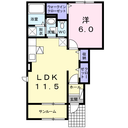 １階間取り（１ＬＤＫ）