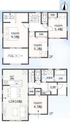【間取り】 | オールフローリングの４LDK♪ウォークインクローゼットあり♪耐震等級最高グレード♪
