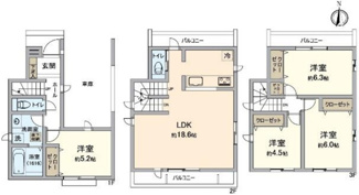 【間取り】 | 東大和市南街6丁目　新築戸建　【全3棟】