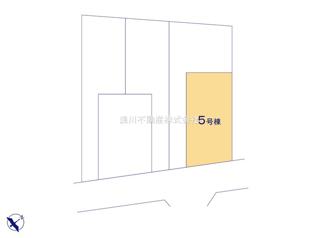 八王子市　緑町　新築一戸建ての区画図|～全5棟の新しいコミュニティが誕生　南東5ｍ道路に面している整形地～